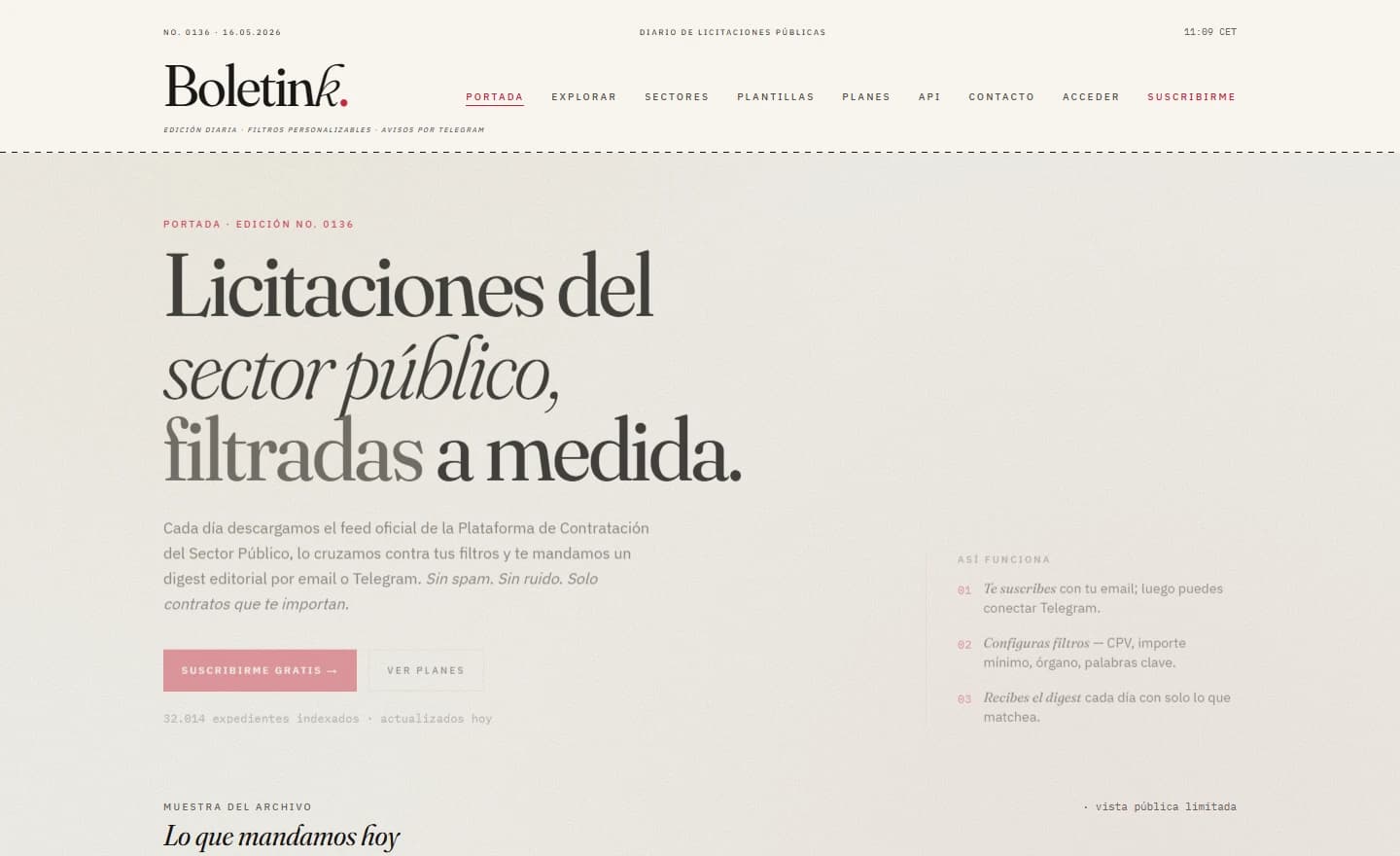 Plataforma de licitaciones Boletink